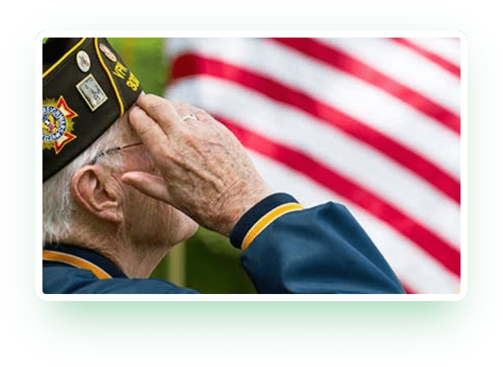 US veteran saluting the flag
